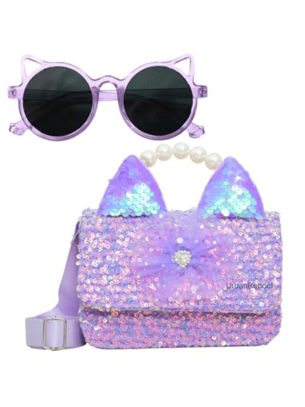 Girls Crossbody Purse Cat Bunny Handbag Sequin Mini Wallet for Little Kids